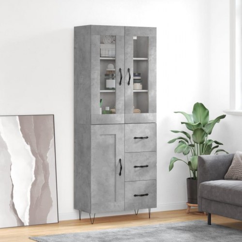 Højskab 69,5x34x180 cm konstrueret træ betongrå
