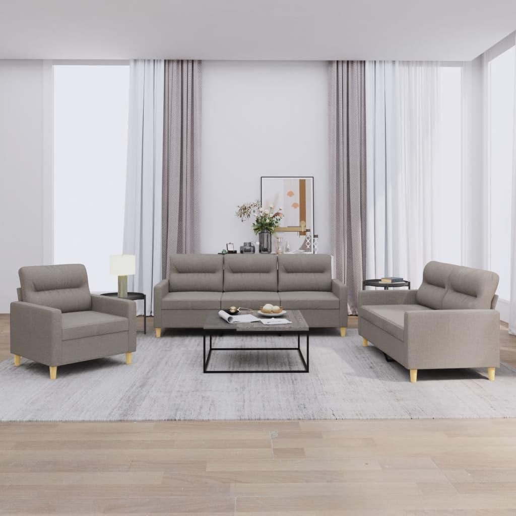 3 personers sofa med hynder stof gråbrun