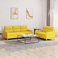 2 personers sofa med hynder stof lysegul