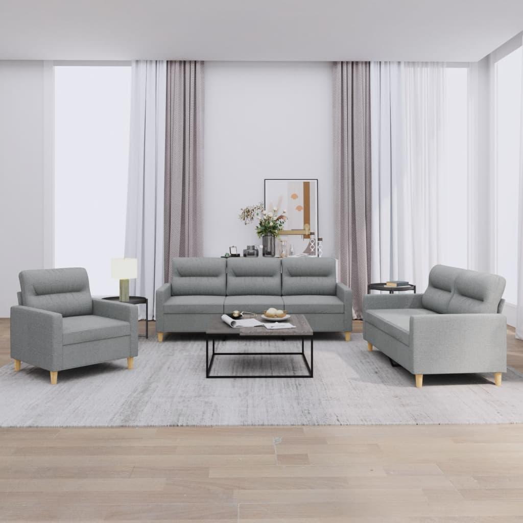 3 personers sofa med hynder stof lysegrå