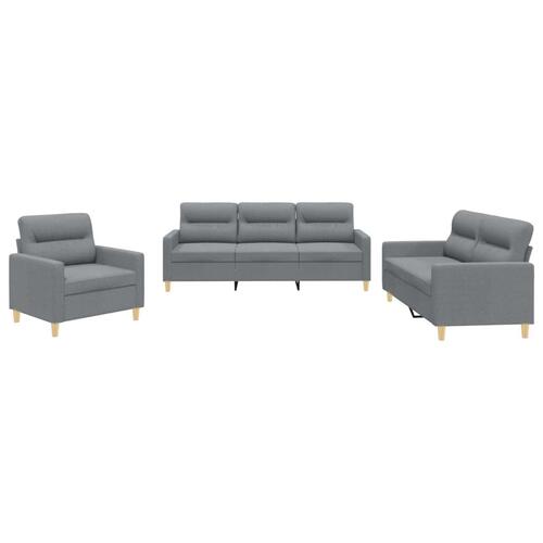 3 personers sofa med hynder stof lysegrå