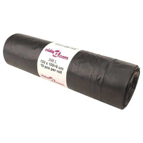 Affaldsposer med lukkesnor 150 stk. 240 l sort