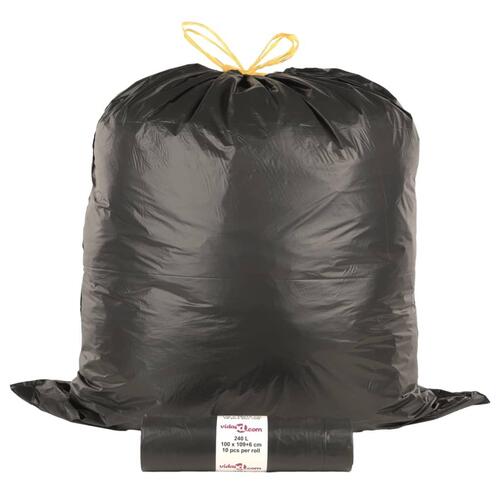 Affaldsposer med lukkesnor 150 stk. 240 l sort