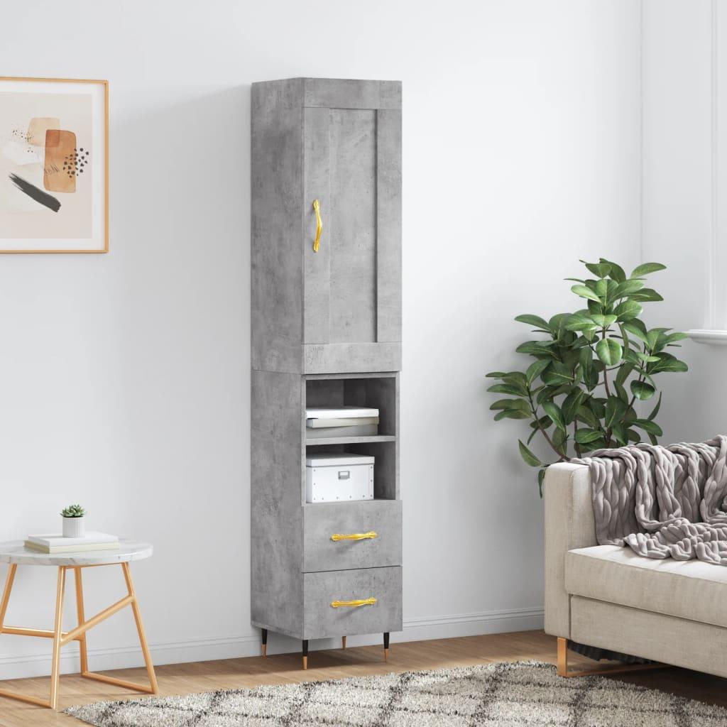 Skab 34,5x34x180 cm konstrueret træ betongrå