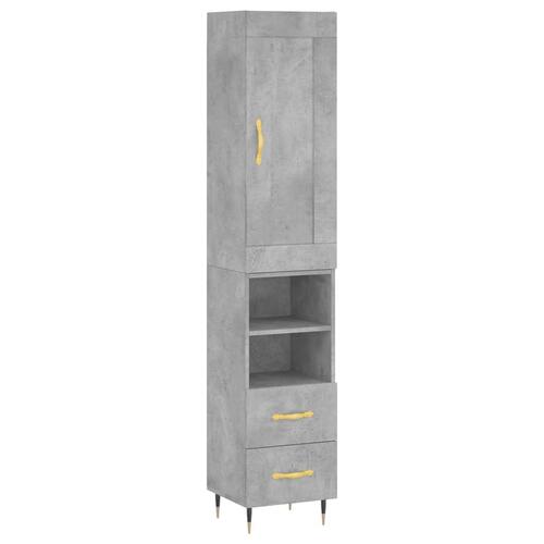 Skab 34,5x34x180 cm konstrueret træ betongrå