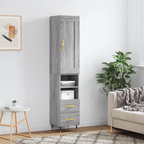 Højskab 34,5x34x180 cm konstrueret træ grå sonoma-eg