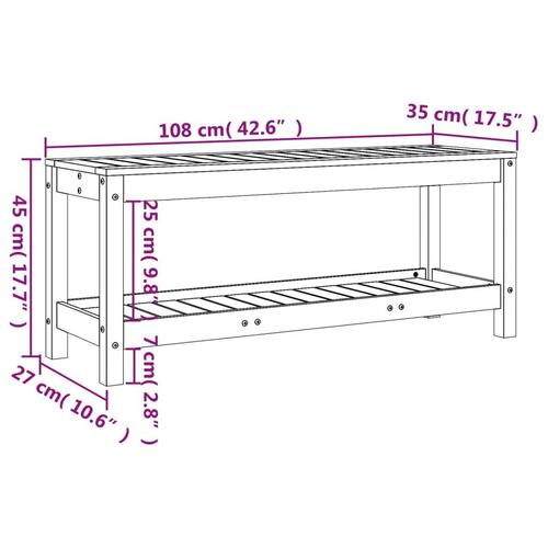 Havebænk 108x35x45 cm massivt fyrretræ hvid