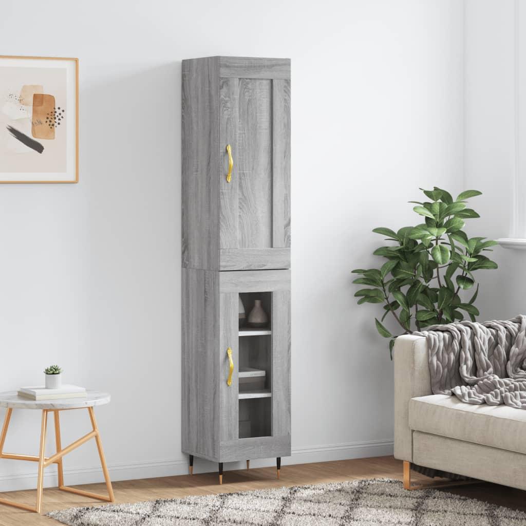 Højskab 34,5x34x180 cm konstrueret træ grå sonoma-eg