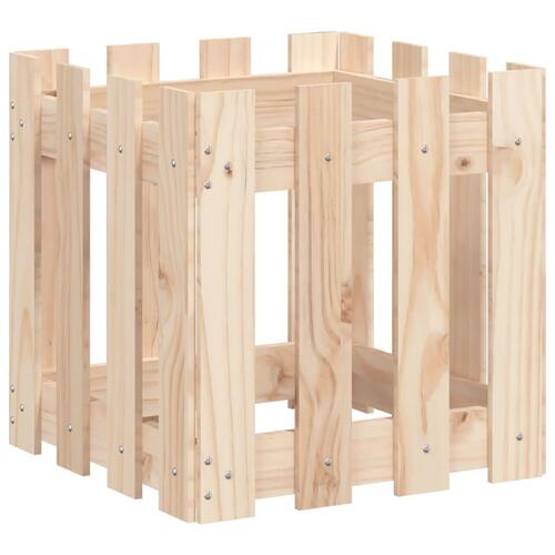 Plantekasse med stakitdesign 40x40x40 cm massivt fyrretræ