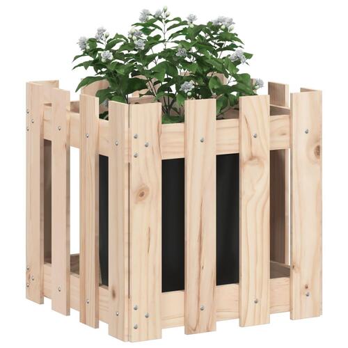 Plantekasse med stakitdesign 40x40x40 cm massivt fyrretræ