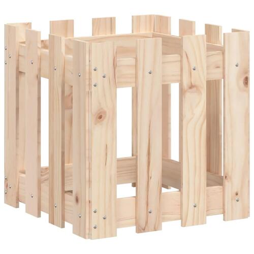 Plantekasse med stakitdesign 40x40x40 cm massivt fyrretræ