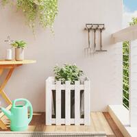 Plantekasse med stakitdesign 50x50x50 cm massivt fyrretræ hvid