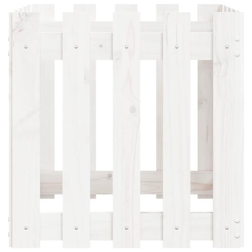 Plantekasse med stakitdesign 50x50x50 cm massivt fyrretræ hvid