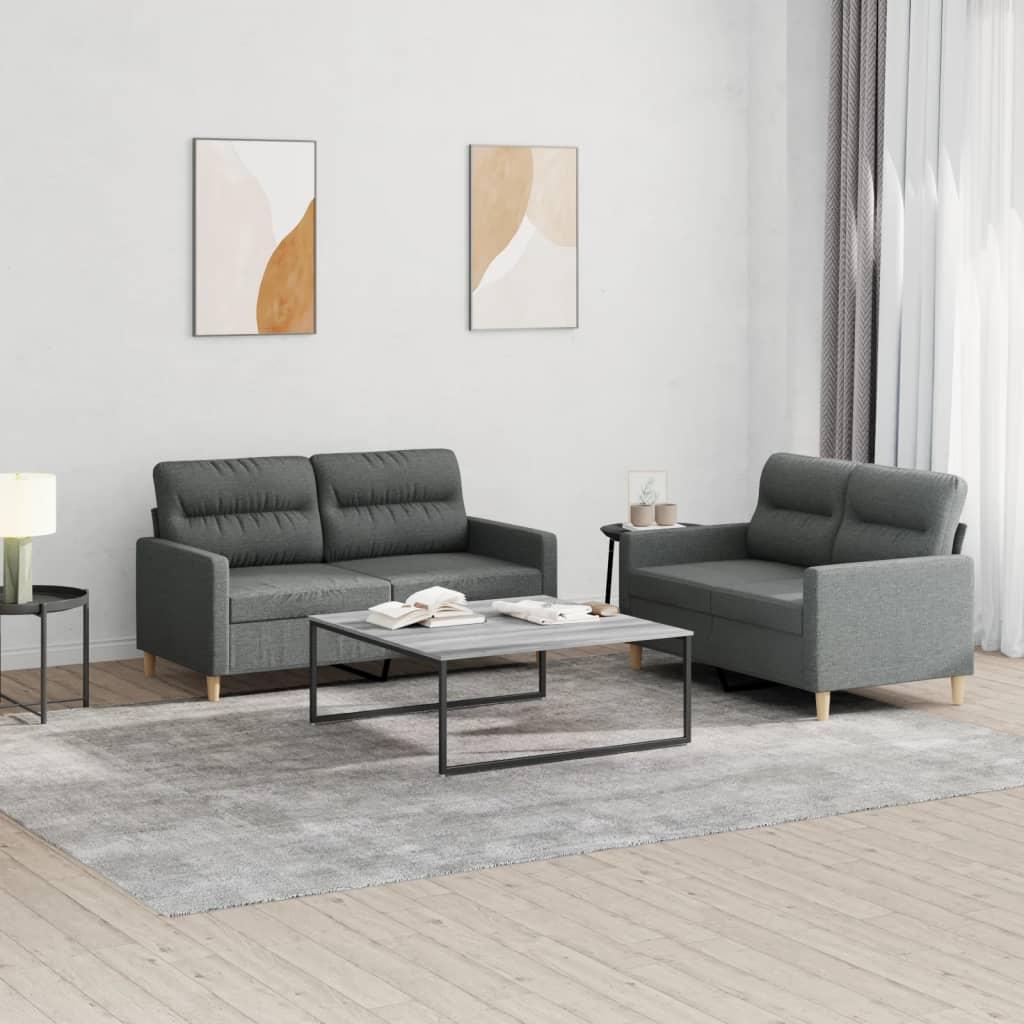 2 personers sofa med hynder stof mørkegrå