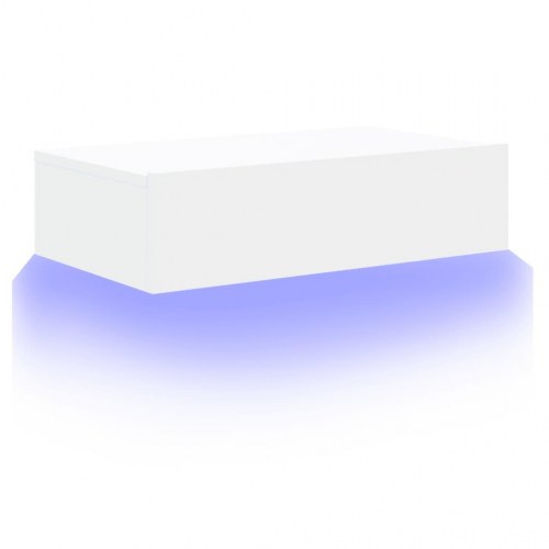 Tv-bord med LED-lys - væghængt, hvid 60 × 35 × 15,5 cm