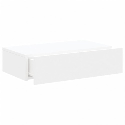Tv-bord med LED-lys - væghængt, hvid 60 × 35 × 15,5 cm