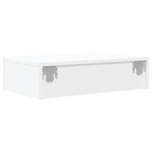 Tv-bord med LED-lys - væghængt, hvid 60 × 35 × 15,5 cm