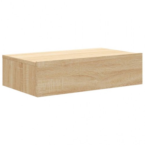 Tv-bord med LED-lys - 60×35×15,5 cm i sonoma-eg, væghængt