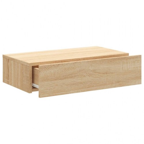 Tv-bord med LED-lys - 60×35×15,5 cm i sonoma-eg, væghængt