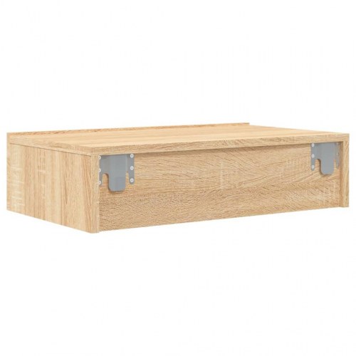 Tv-bord med LED-lys - 60×35×15,5 cm i sonoma-eg, væghængt