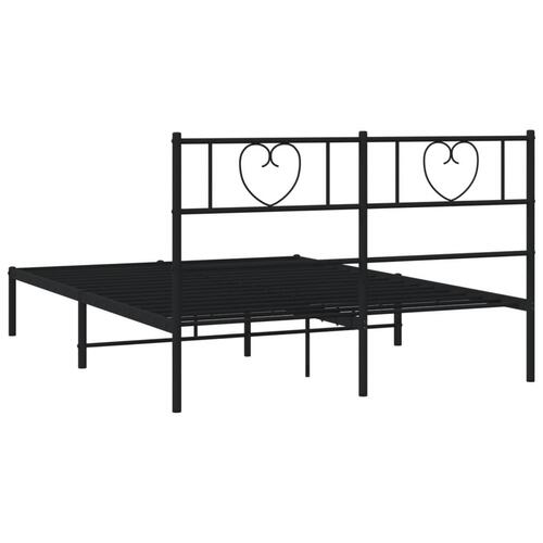 Sengeramme med sengegavl 135x190 cm metal sort