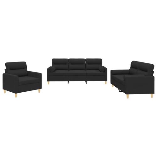 3 personers sofa med puder stof sort