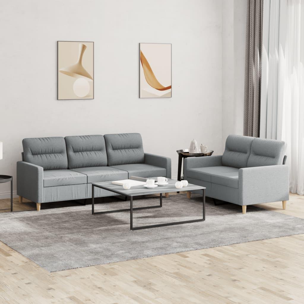 2 personers sofa med hynder stof lysegrå