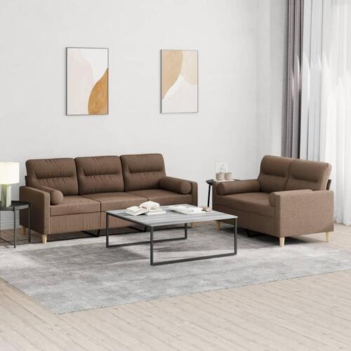 2 personers sofa med puder stof brun