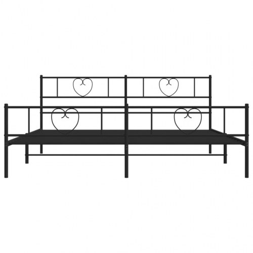 Sengeramme med sengegavl og fodgærde 193x203 cm metal sort