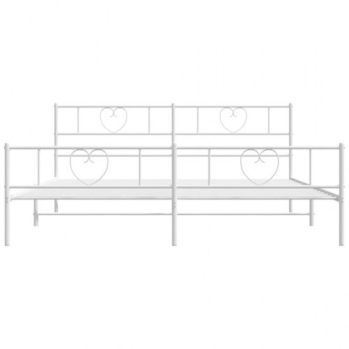 Sengeramme i metal med sengegavl og fodgærde 183 x 213 cm - hvid