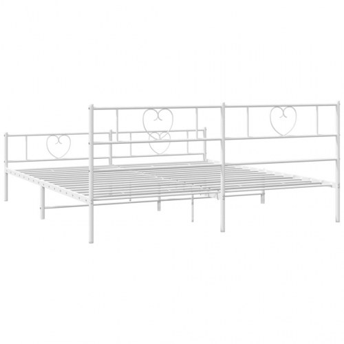 Sengeramme i metal med sengegavl og fodgærde 183 x 213 cm - hvid