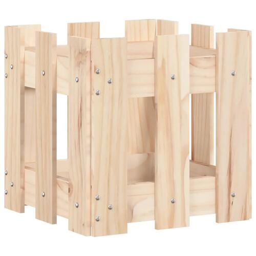 Plantekasse med stakitdesign 30x30x30 cm massivt fyrretræ