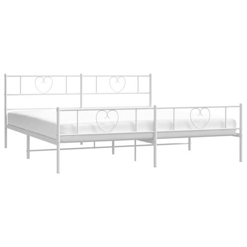 Sengeramme med sengegavl og fodgærde 200x200 cm metal hvid