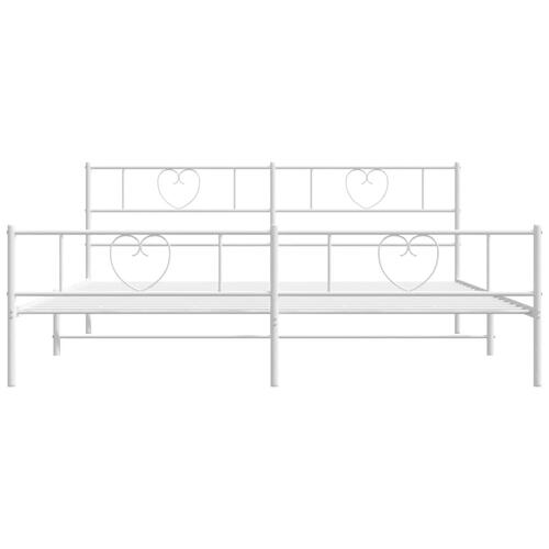 Sengeramme med sengegavl og fodgærde 200x200 cm metal hvid