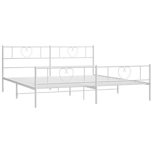 Sengeramme med sengegavl og fodgærde 200x200 cm metal hvid