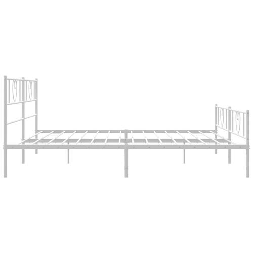 Sengeramme med sengegavl og fodgærde 200x200 cm metal hvid