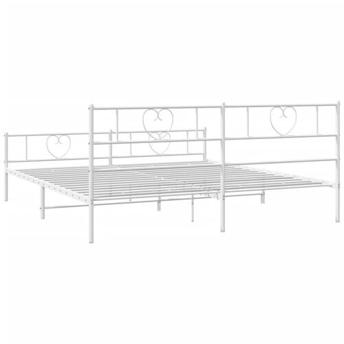 Sengeramme med sengegavl og fodgærde 200x200 cm metal hvid