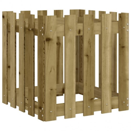 Plantekasse med stakitdesign i imprægneret fyrretræ - 50 x 50 x 50 cm
