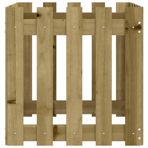Plantekasse med stakitdesign i imprægneret fyrretræ - 50 x 50 x 50 cm