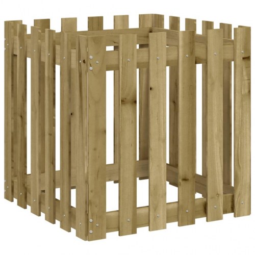 Plantekasse med stakitdesign 60 x 60 x 60 cm i imprægneret fyrretræ