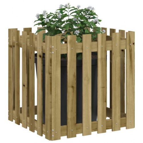Plantekasse med stakitdesign 60 x 60 x 60 cm i imprægneret fyrretræ
