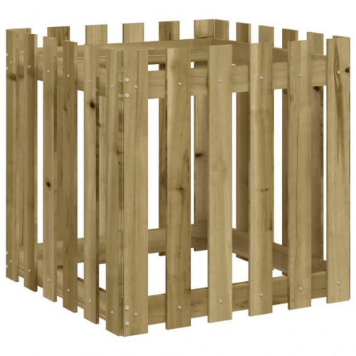 Plantekasse med stakitdesign 60 x 60 x 60 cm i imprægneret fyrretræ