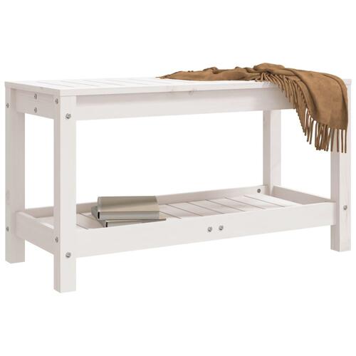 Havebænk 82,5x35x45 cm massivt fyrretræ hvid