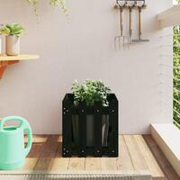 Plantekasse med stakitdesign 40x40x40 cm massivt fyrretræ sort
