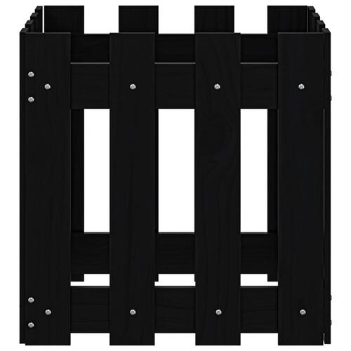 Plantekasse med stakitdesign 40x40x40 cm massivt fyrretræ sort