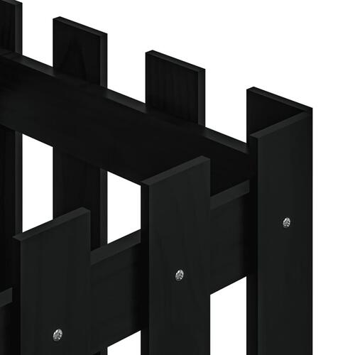 Plantekasse med stakitdesign 40x40x40 cm massivt fyrretræ sort