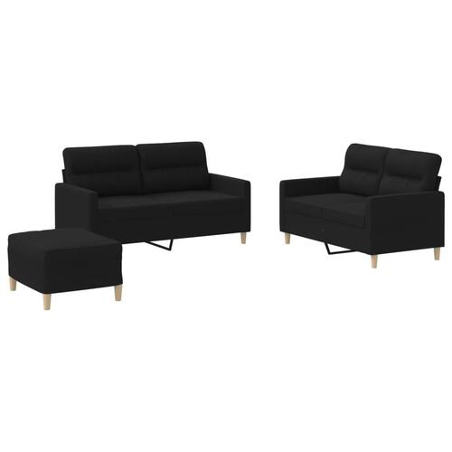 3 personers sofa med hynder stof sort