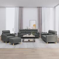 Sofasæt 4 dele med puder stof mørkegrå