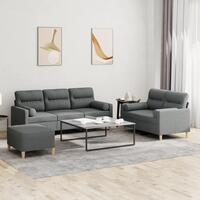 3 personers sofa med puder stof mørkegrå