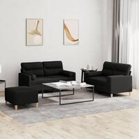 3 personers sofa med puder stof sort